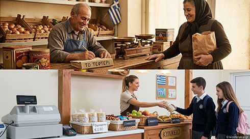 Δύο εποχές, η ίδια ανθρώπινη ζεστασιά: Από το «τεφτέρι» του μπακάλη στο χαμόγελο του σχολικού κυλικείου Από το «τεφτέρι» του μπακάλη στο χαμόγελο του σχολικού κυλικείου