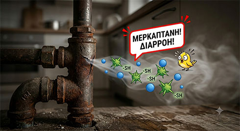 Η μερκαπτάνη προστίθεται στο άοσμο φυσικό αέριο για να ανιχνεύεται αμέσως η παραμικρή διαρροή Η μερκαπτάνη προστίθεται στο άοσμο φυσικό αέριο για να ανιχνεύεται αμέσως η παραμικρή διαρροή.